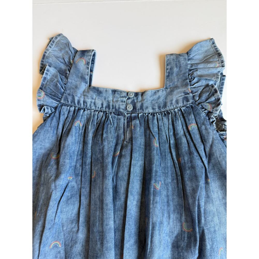 NWT Tucker + Tate Girls 4 Blue Rainbow Chambray Flutter Sleeve Dress - Picture 12 of 12